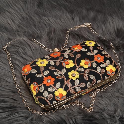 Image of LONGING TO BUY Hand Crafted Designer Box Clutch - Zari Embroidery For Women