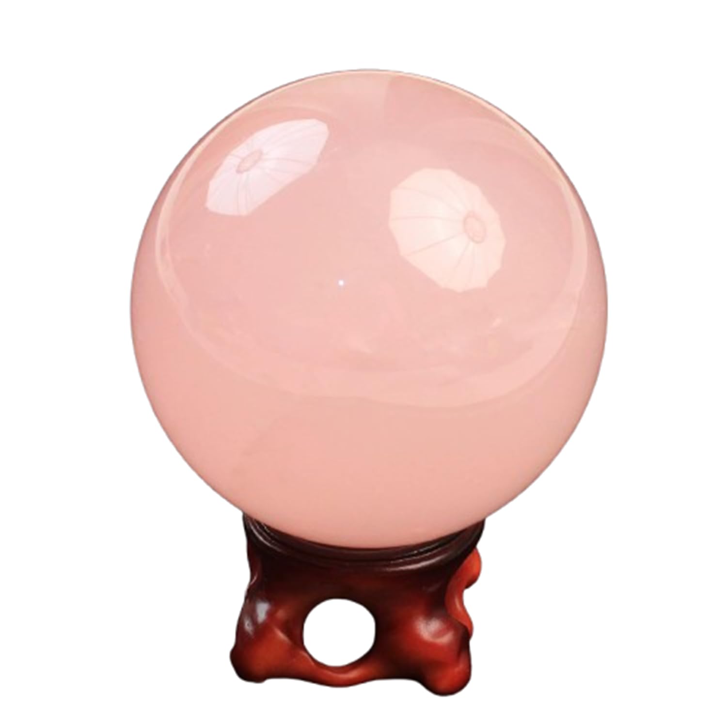 NHDVDVAV Decorative Crystal Ball with Wooden Stand, Natural Rose Quartz Sphere Sculpture Figurine,Pink Crystal for Witchcraft Feng Shui Divination Home Decor,9cm