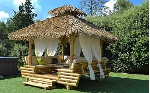 TOITURES Exotiques® Synthétiques by PALMEX- Tahiti Palm - 10 Feuilles De Palmier Artificiel Couvrant 1m2 - Revêtement Toiture Bois Durable - Décoration Exotique pour Abris Jardin, Cabanon, Tonnelle…