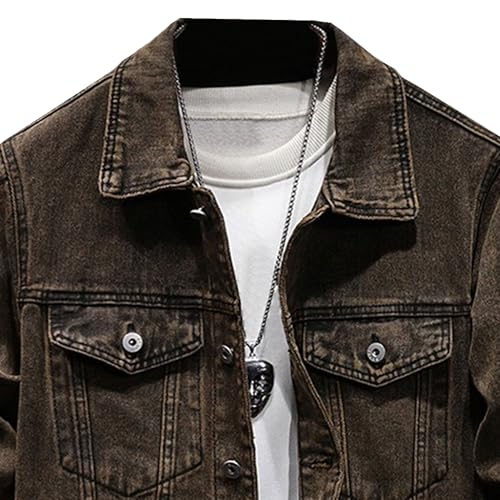 Maiyifu-GJ Men's Casual Lapel Jean Jacket Slim Fit Distressed Trucker Denim Jackets Spring Fall Lightweight Motorcycle Coats2
