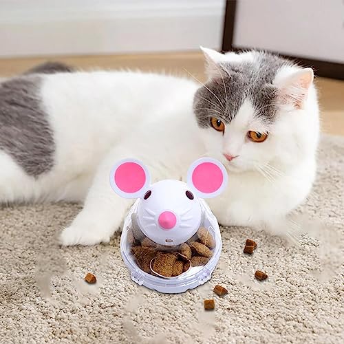 Maodom Katzen-Leckerli-Ballspender - Maus taumelt, fehlender Futterball | Lustiges kleines Katzenspielzeug, langsamer Futterspender, trainierend und interaktiv, beugt Fettleibigkeit