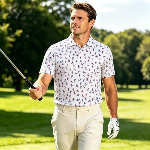 Camisetas polo para hombre de golf, divertidas, con tecnología anti-transpiración, secado rápido y manga corta miniatura 5