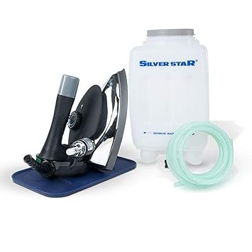 SILVER STAR STEAM 1000W 220V Electric Steam Iron ES-3 with 4.0 L Movable Water Tank (Black and Silver)