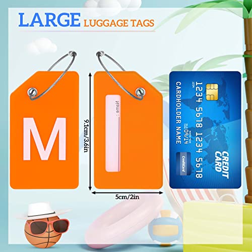8 Pcs Initial Letter A-Z Luggage Tags Silicone Suitcase Instrument Tag with Name Card and Stainless Steel Loop(Letter M,Colorful)2
