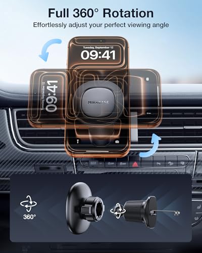 Image of Miracase Phone Holders for Your Car with Metal Hook Clip, Air Vent Cell Phone Stand Car Mount, Universal Automobile Cradle for Garmin GPS Fit iPhone Android and All Smartphones, Matte Black 1 Pack