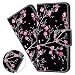 Produktbild Hnzxy Kompatibel mit Samsung Galaxy A40 Hülle,Galaxy A40 Handyhülle Glitzer Rosa Blume Magnet Brieftasche Schutzhülle Flip Case PU Leder Bookstyle Wallet Klapphülle Handytasche,Rosa Blume H