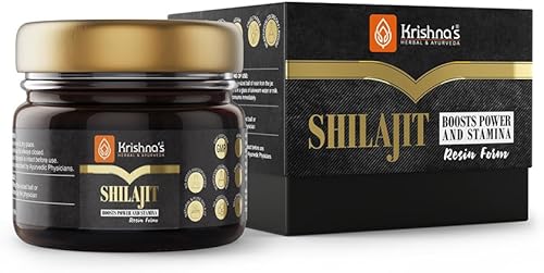 Krishna's Herbal & Ayurveda Pure Shilajit/Shilajeet - Paquete de resina original de refuerzo de resistencia, Himalayan Sudh Shilajit -1.06 oz