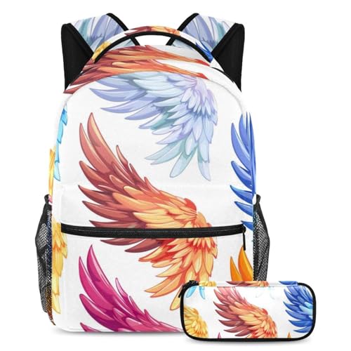 Cartables de grande capacité Art Colorful Wings pour protéger le dos des ados