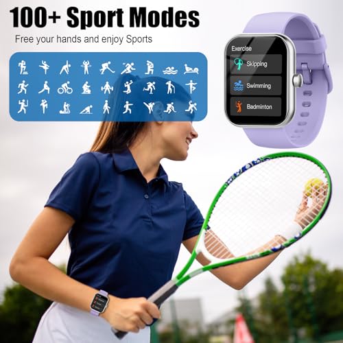 Image of 2026 Smart Watch for Men Women (Answer /Make Call), 1.96 inch HD Fitness Tracker Running Watch,Waterproof,Pedometer, Sleep /Step /Activity /Heart Rate Monitor,110+ Sport Mode Smartwatch for Android,Purple