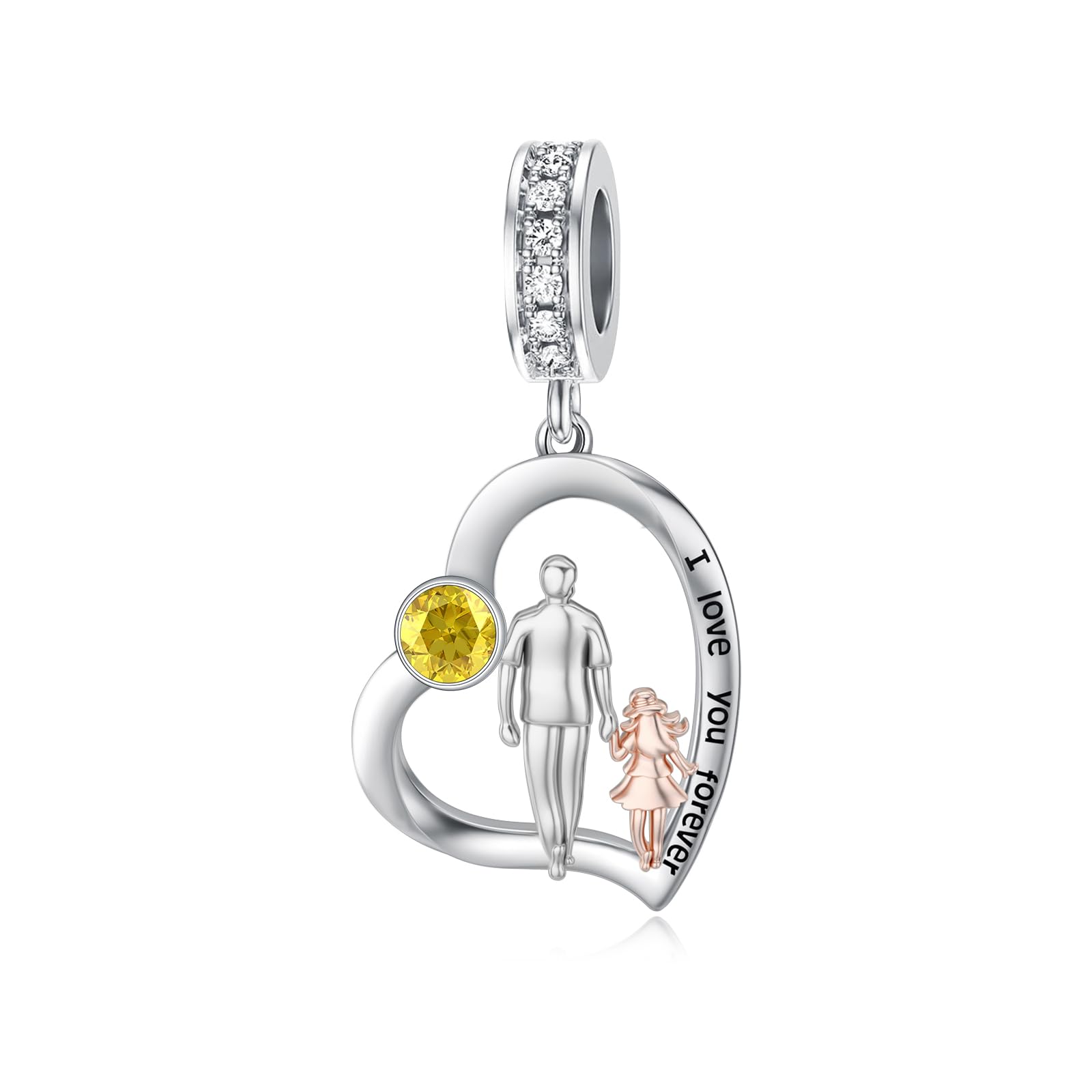 PROESS Father Mother Daughter Charm fit Charms Bracelet Sterling Silver Charms for Bracelets Birthday Valentines Day Gifts for Daughter Mother Lover