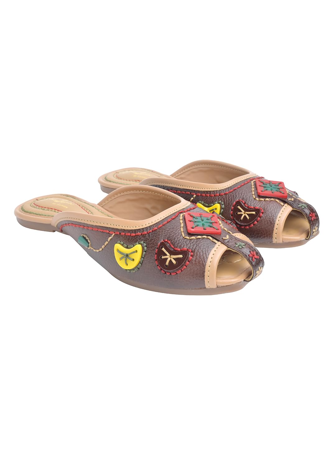 Women's Embroidered Ethnic Mule Flats | Handcrafted Slip-On Jutti Style Closed Toe Flats | Cushioned Insole | Traditional Casual & Festive Footwear-image-24