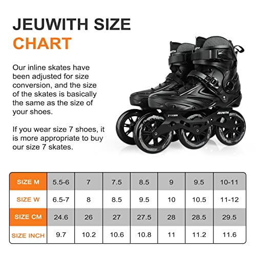 Image of Inline Skates for Men Women, 3 Wheels 110mm Blades Roller for Adult Male Female, Classic Outdoor Fitness Inline Speed Skates for Unisex (Black) Men10-11 /Women11-12 /29.5cm
