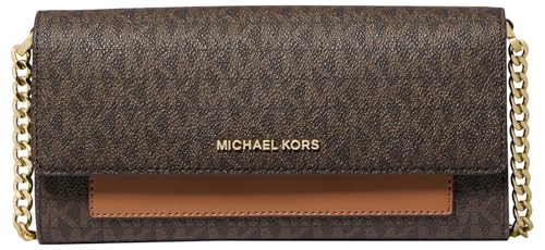 Michael Kors Bolsa tiracolo Jet Set média 2 em 1 com corrente, Marrom/Acorn, One Size