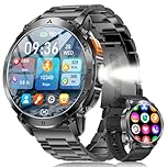 LIGE Military Smart Watch for Men with Bluetooth Call,1.62" AMOLED with LED Flashlight/730mAh,100+ Sports Mode Tactical Fitness Tracker/Heart Rate Sleep Health Monitor for Android iOS Gunmetal