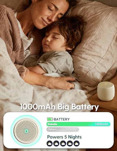 Image of Babelio White Noise Sound Machine (Pocket Mini Pro) | 1000mAh Large Battery, 25 Non-looping Sounds for Adults, Kids & Babies, Timer, Memory Function, Pocket-Sized & Travel Essentials, Cream Beige