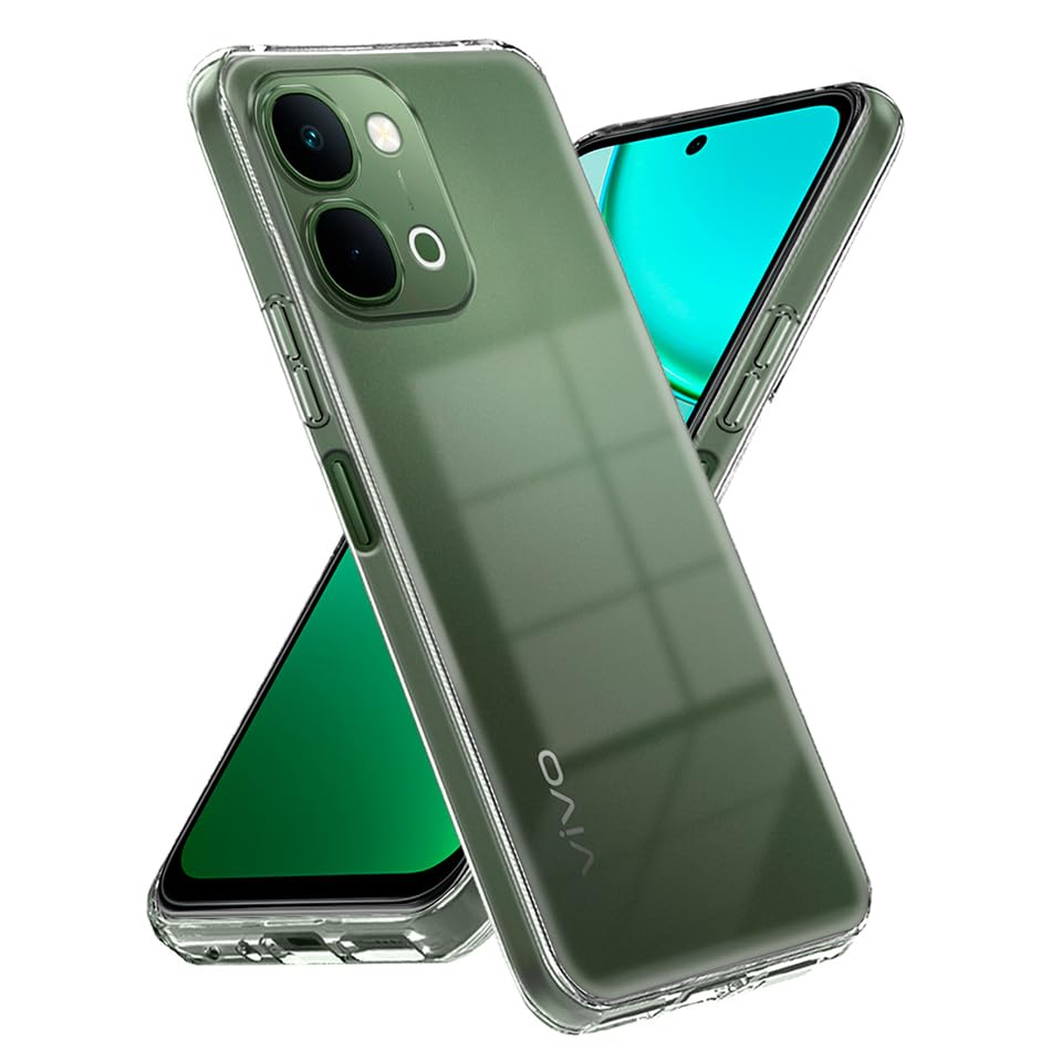 Image of Fashionury Crystal Clear Case for Vivo T5X 5G | Yellowing Resistance | Transparent TPU Silicone | Raised Camera Lips | Slim Transparent Cover