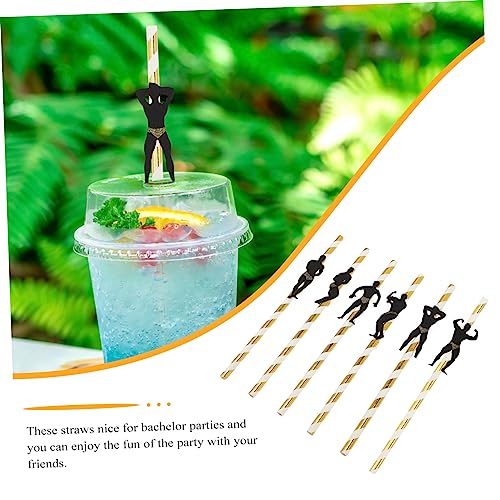 Pitillos desechables dorados con diseño para fiestas x24 miniatura 2