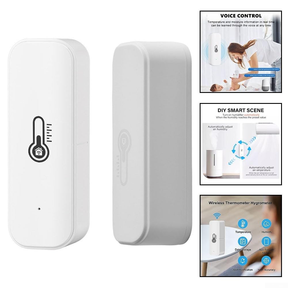 Wifi für Tuya Smart Temperatur- und Feuchtigkeitssensor, für Zigbee Hygrometer Thermometer mit Echtzeit-Benachrichtigungen, für Smart-Home-Geräte (4 Stück WLAN)