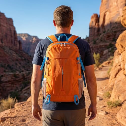 Mochila deportiva ultraligera plegable impermeable naranja miniatura 1