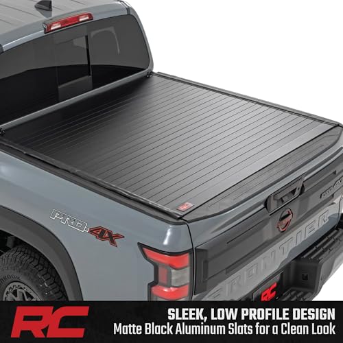 Image of Rough Country Hard Roll-Up Tonneau Cover for Nissan Frontier (2022-2026) - Aluminum Truck Bed Cover, Fits 5' Bed