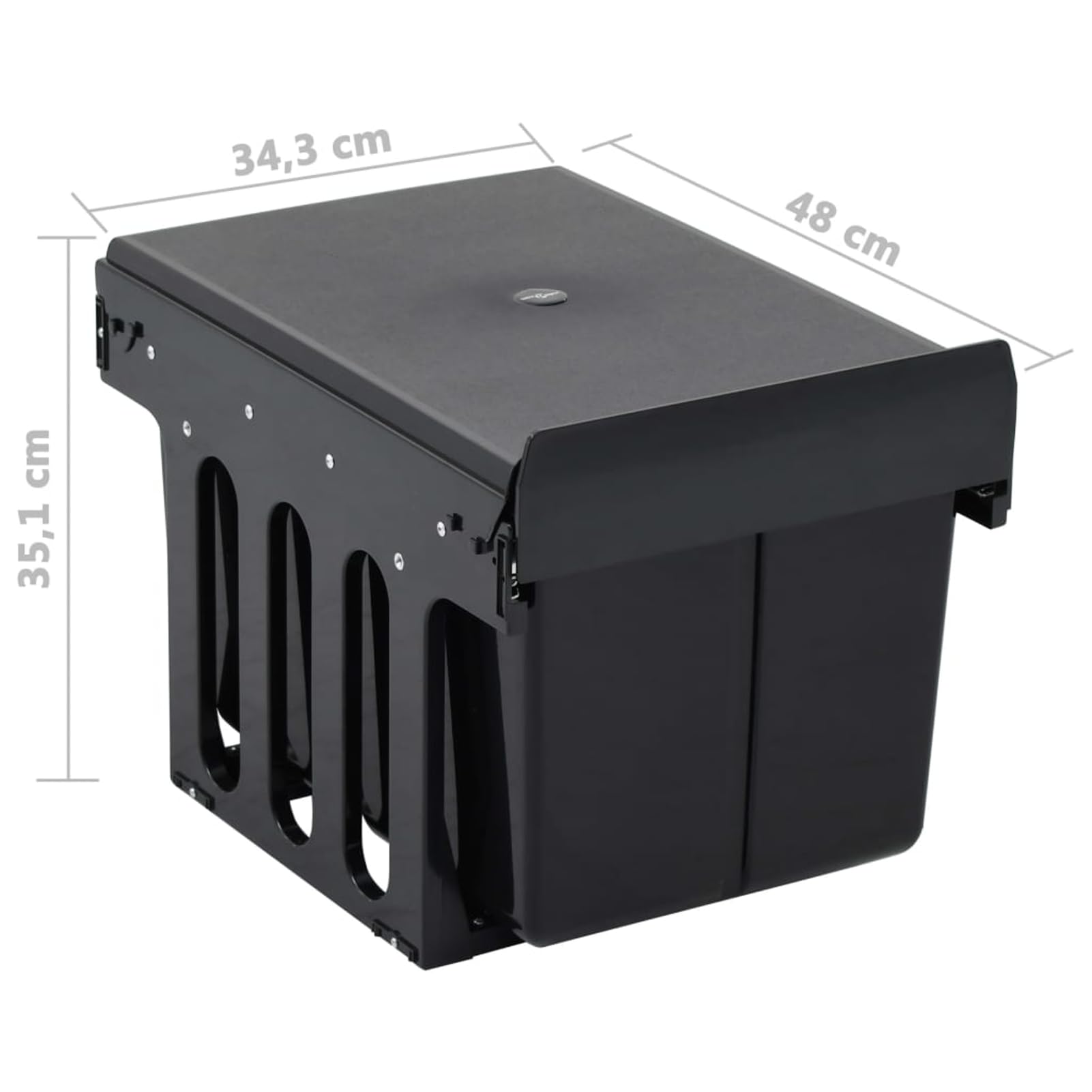 36L Mülleimer mit 2×15L Behältern, Ausziehbarer Abfallsammler aus ABS und PP in Schwarz, Soft-Close-Mechanismus, Ideal für den Einbau in Küchenschränke 51179