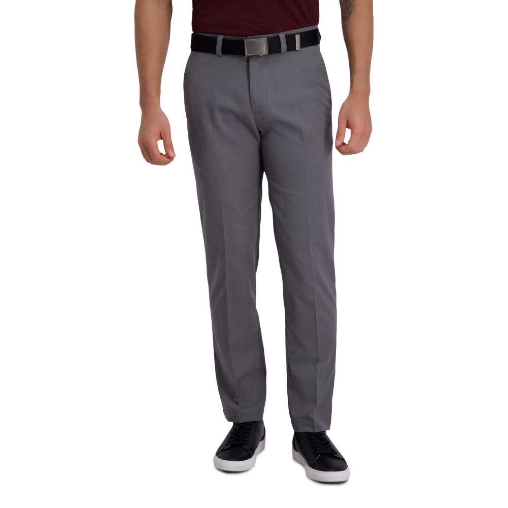 Haggar Men's Cool Right Performance Flex Solid Straight Fit Flat Front Pant