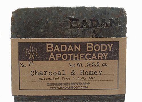 Organic Activated Charcoal Soap with Raw Honey, Unscented, Large Bar (6oz)
