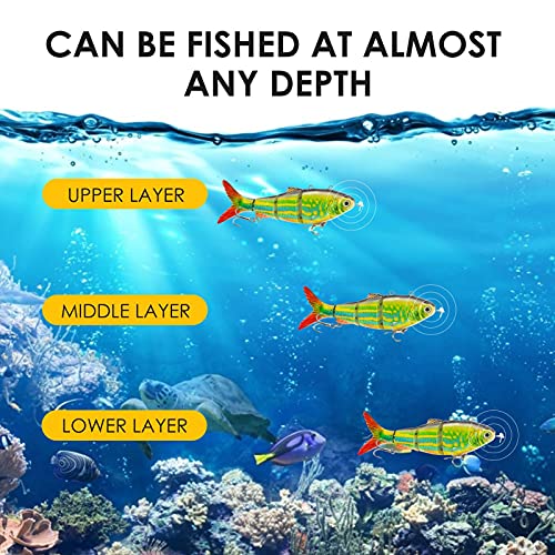 ルアー ロボティックスイミング ルアー USB充電式 LEDライト 4セグメント マルチジョイントスイムベイト 電動餌 釣り道具 フィッシング 釣具 海釣り ギフト（4種類） 2枚目