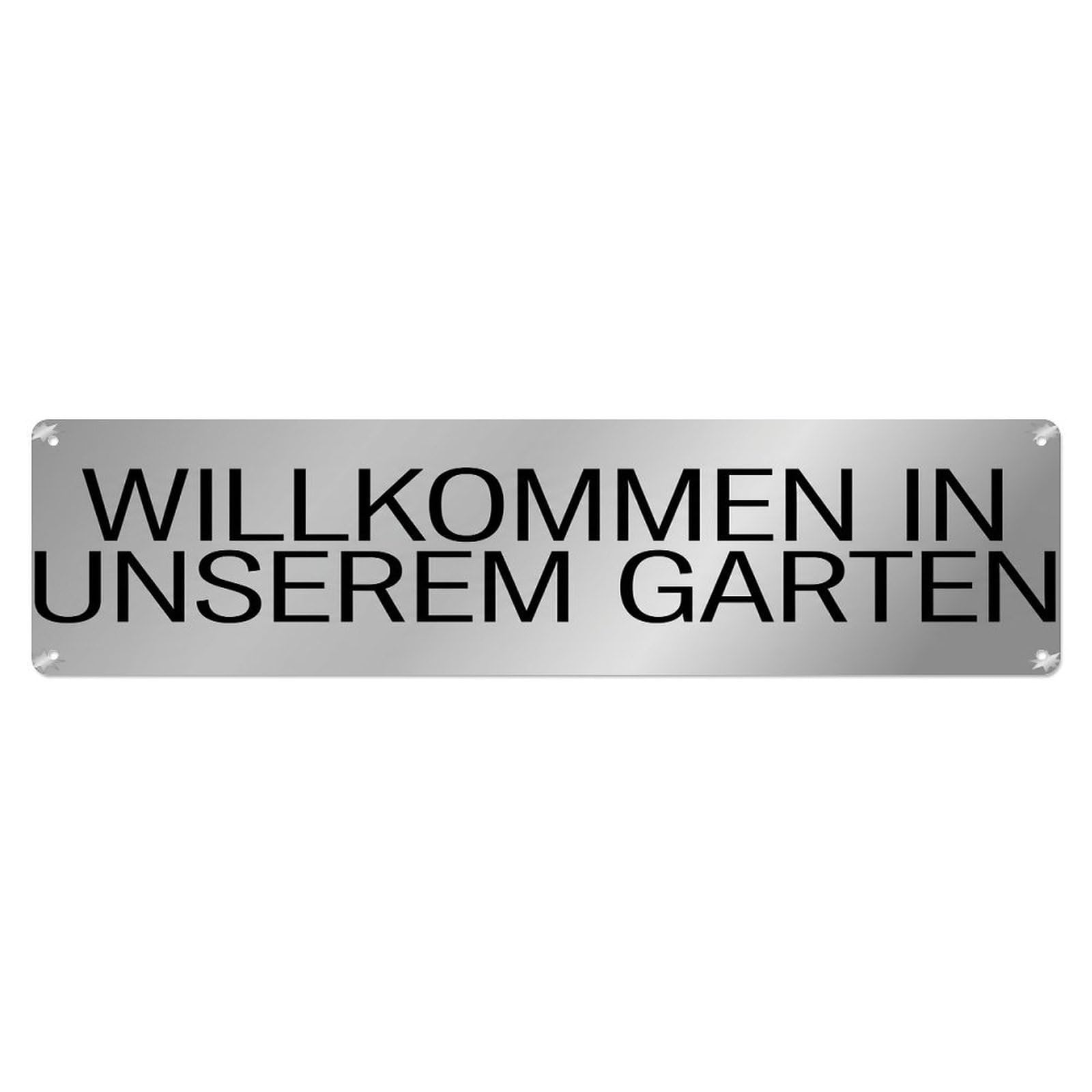 Vintage Welcome to Our Garden Silver Gray Metal Tin Sign