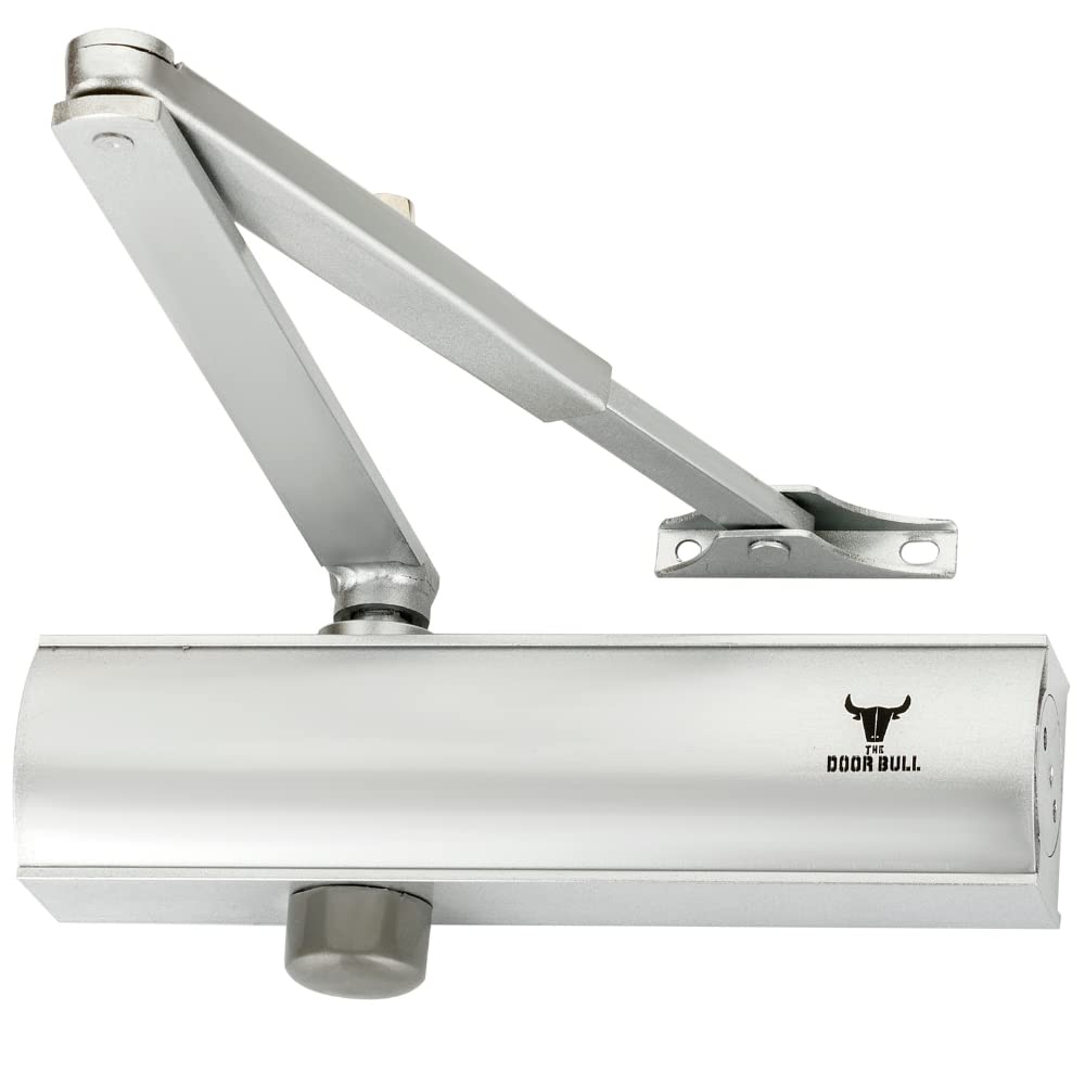 Automatic Closer, Surface-Mounted Hydraulic Auto Door-Closer with Parallel Arm Bracket, Residential/Commercial Grade, Easy to Install with Template (Heavy Duty, Silver)