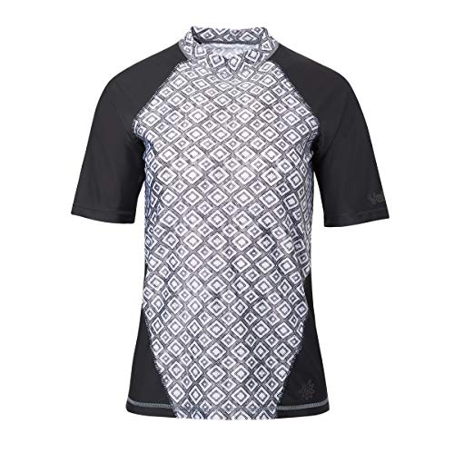 UV SKINZ UPF 50+ Womens SS Sport Sun & Swim Shirt - Charcoal Diamond - S