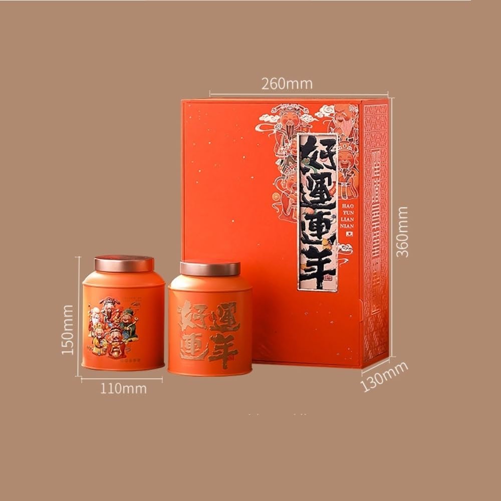 Teeset Bulk Tee Vorratsdose Runde Blechdose Küche Versiegeltes Glas Leerglas Vorratsglas Retro Teedosen Doppelglas Geschenkbox Set Tee Vorratsglas (B)