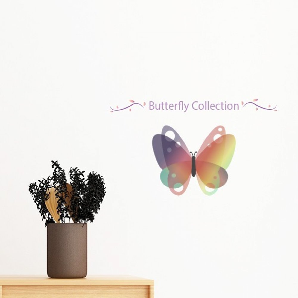Sticker amovible papillon violet deco murale sans trace 35cm