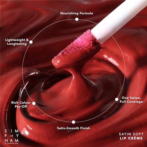 Image of SIMPLYNAM Satin Soft Lip Creme | 1 Swipe Full Coverage | Hydrating, Creamy Matte Finish | 6-8 Hour Stay | Transfer-Proof & Smudge-Proof | Infused with Peptides & Squalane | Vegan | Reshma - Divine Rose