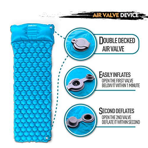 ZOOOBELIVES Ultralight Sleeping Pad with Built-in Pillow, Inflatable Camping Mattress for Backpacking, Traveling and Hiking, Compact and Portable Camp Mat - Thumbnail 6