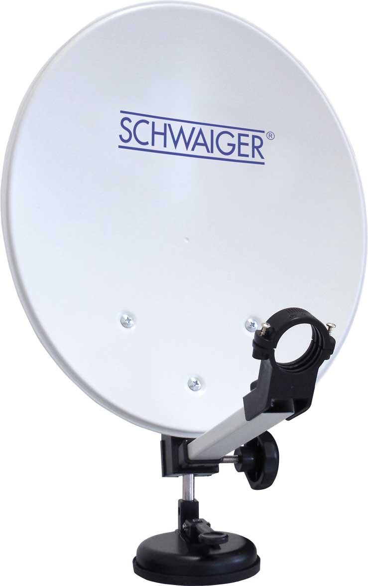 SCHWAIGER SAT-Camping Set I Satellitenanlage Komplettset I 35 cm Stahl Offset Antenne, Single LNB, 10 m Koaxialkabel, F, Transportkoffer & Montagematerial I Mobile SAT-Anlage