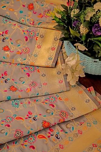 Image of DEVANGI Women's Woven Banarasi Silk Dupatta /Chunni For Women, Floral Print 1 Meter Wide and 2.3 Meter Length Printed Designer Dupatta /Chunni For Girls