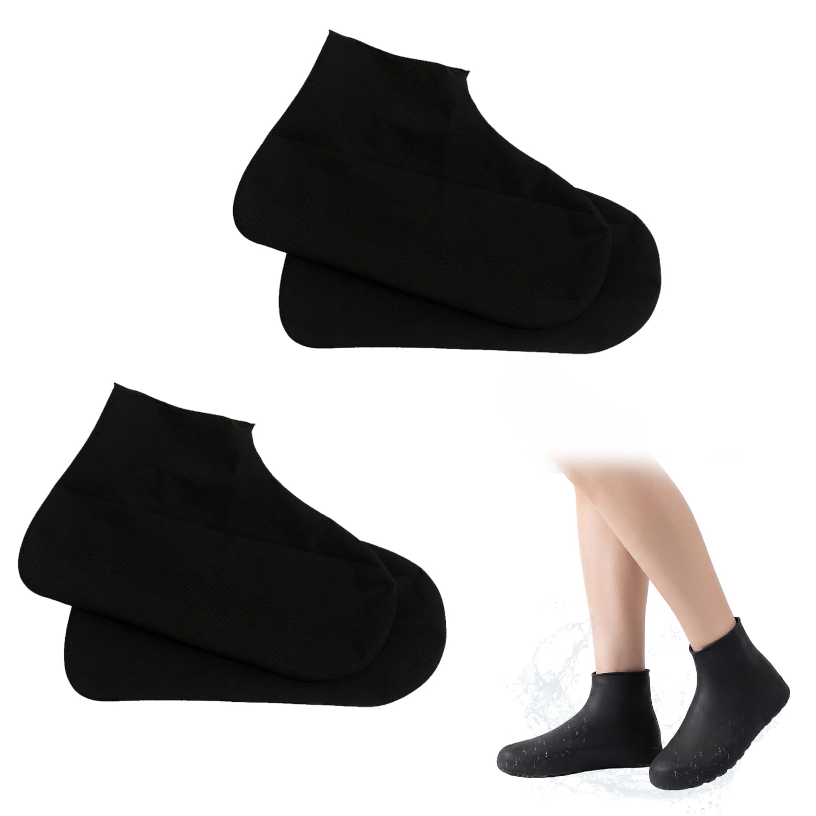 2 pary wodoodpornych ochraniaczy na buty, wielokrotnego użytku osłony na buty deszczowe, gumowe ochraniacze na buty, deszcz i śnieg, kombinacja dwóch rozmiarów (L, M)