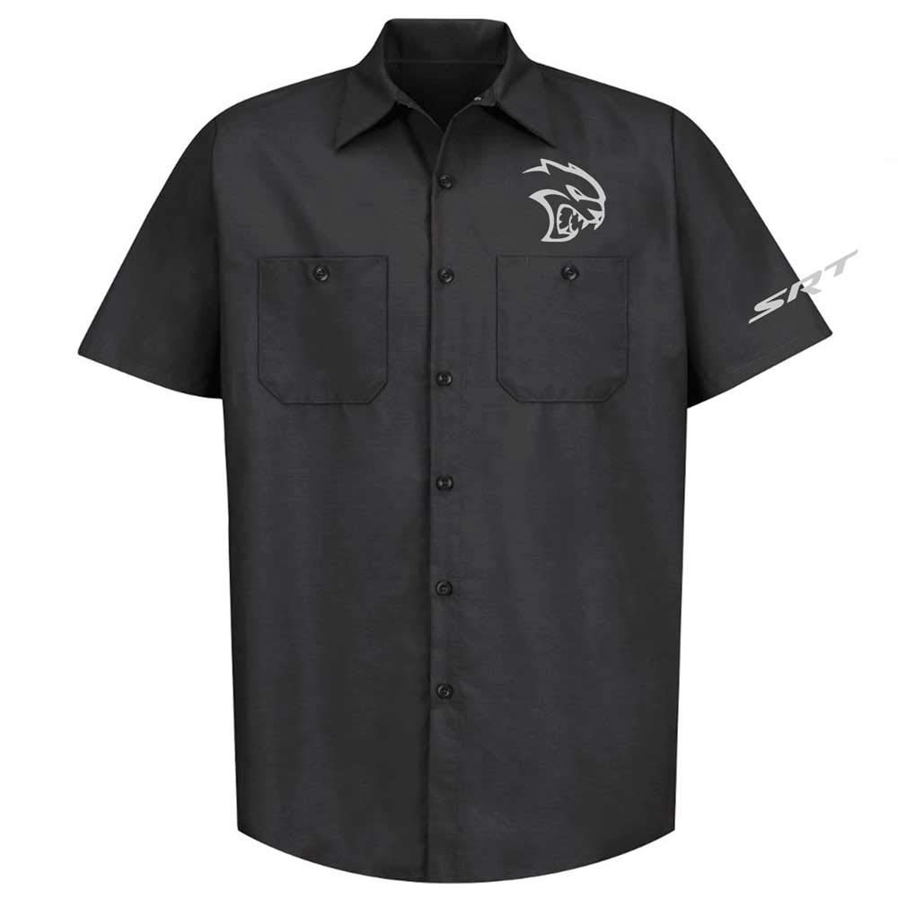 Dodge SRT Hellcat Mechanic Button Down Dual Pocket Shirt for Men