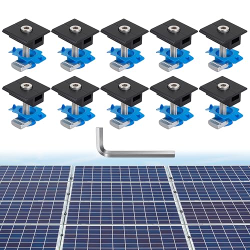 10 Pcs Adjustable Solar Panel Mounting Bracket Clamps 30mm/35mm&ndash; Aluminum PV Support Mid Hardware...