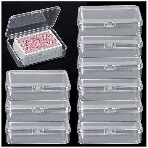 HFKPJRT 10 Pcs Clear Plastic Playing Card Boxes Card Case Holder with Snap Closure for Poker Trading Sports & Business Cards - Deck Storage Organizer
