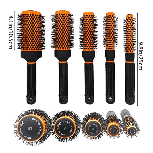 Round Brush For Blow Drying Hair Curling Brush Vented Thermal Barrel Ceramic Circle Brush For Rolling, Wave Hair Styling Blowout Brush Rubber Handle (0.75 Inch/19Mm) #TOP4
