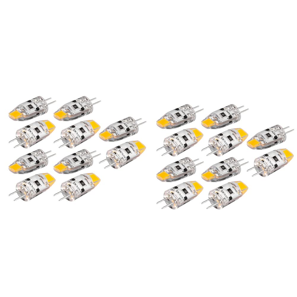 Hndhbfgrt 20X G4 LED Bulb 12V DC COB LED G4 Bulb 1.5W 360 Beam Angle to Replace 15W Lamp (Warm White)