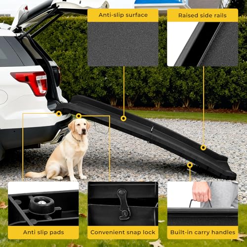simpa Folding Lightweight Black Plastic Portable Dog Pet Ramp with Anti-Slip Textured Safety Surface. - Image 5