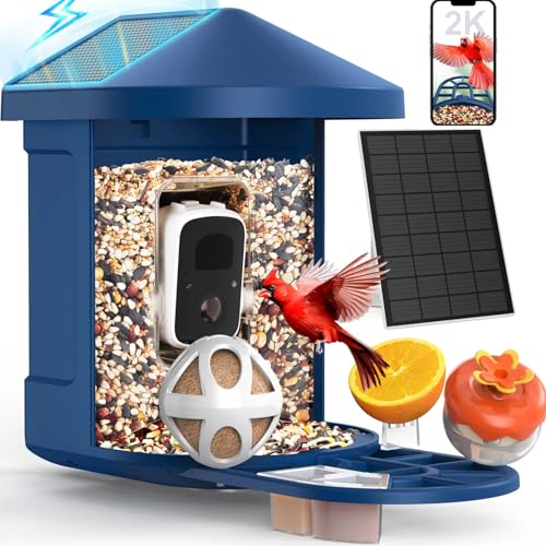 PeckCam® Bird Feeder with Camera with AI Identify 10000+ Birds Species, 3 Solar Panels, 2K Live View, Instant Arrival Alerts, Smart Bird House with Cam, Gift for Bird Lovers