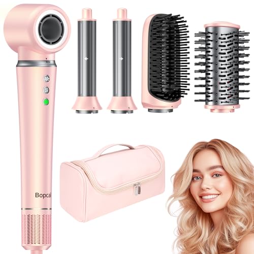 Bopcal Air Styler 5 in 1 Asciugacapelli con Sacchetto- Arricciacapelli Automatico, Professionale Phon Capelli 110000 RPM, Spazzola Aria Calda con 300 Milioni Ionico, Volumizzant, Liscio, Regali
