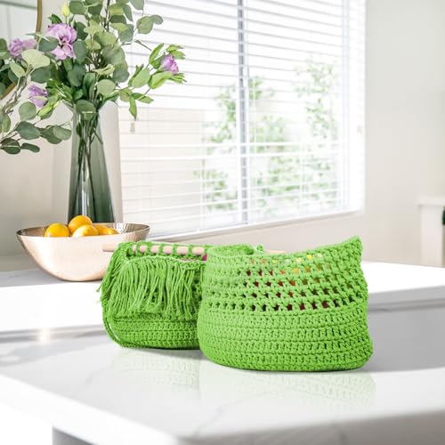 Image of ZUEXT Macrame Cord, Apple Green, 4mm x 547yds Cotton String Macrame Yarn | Natural Handmade, 4 Strands Twisted Cotton Rope, for Craft Wall Hanging Weaving Tapestry Dream Catchers Hanger DIY Gift, 500m