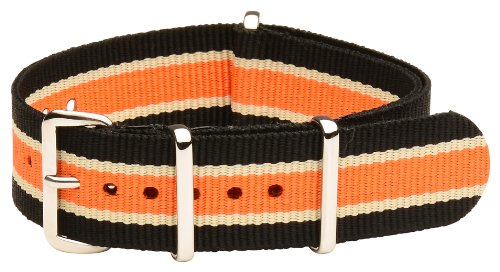 Image of Clockwork Synergy - Classic SS Nylon Ballistic Watch Band Straps - Black /Tan /Orange - 22mm Interchangeable Replacement Military Watch Strap