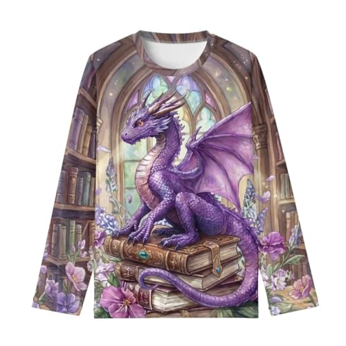 Image of WELLFLYHOM Long Sleeve T-Shirt for Boys Girls 3-16 Years Old Tee Tops Crewneck Pullover Shirts Fall Outfits