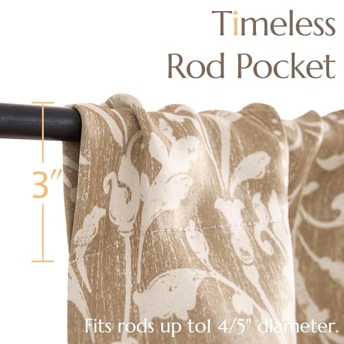 Jinchan Floral Valance Curtain For Kitchen Living Room Farmhouse Vintage Flower Taupe Valance Room Darkening Bedroom Window Treatment Privacy Thermal Insulated Drape Rod Pocket 1 Panel 16 Inch thumb #5